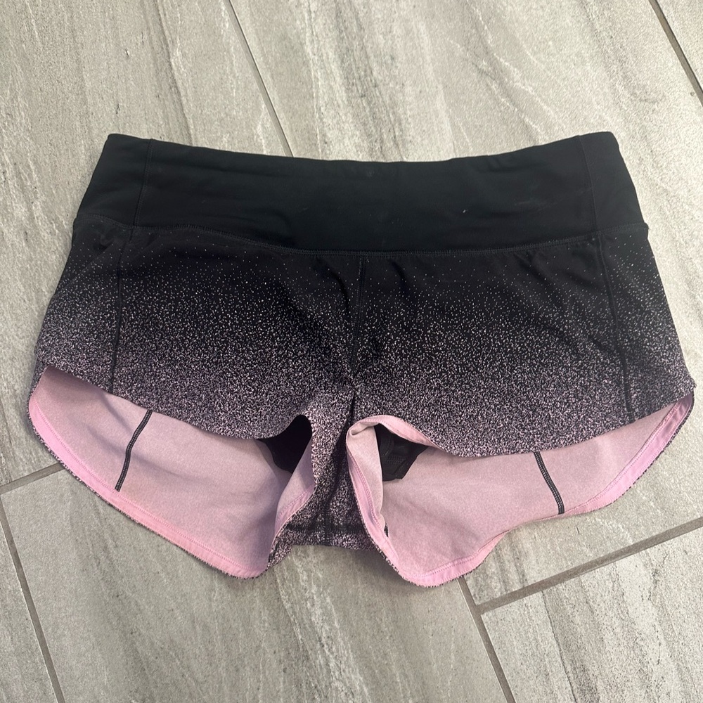 Women's Black and Pink Gradient Lululemon  speed shorts